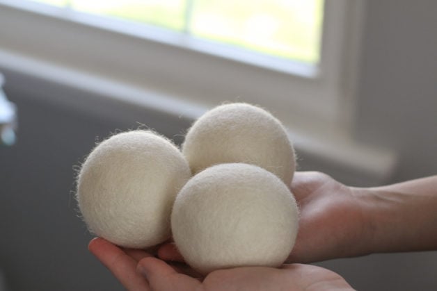 Three wool dryer balls.